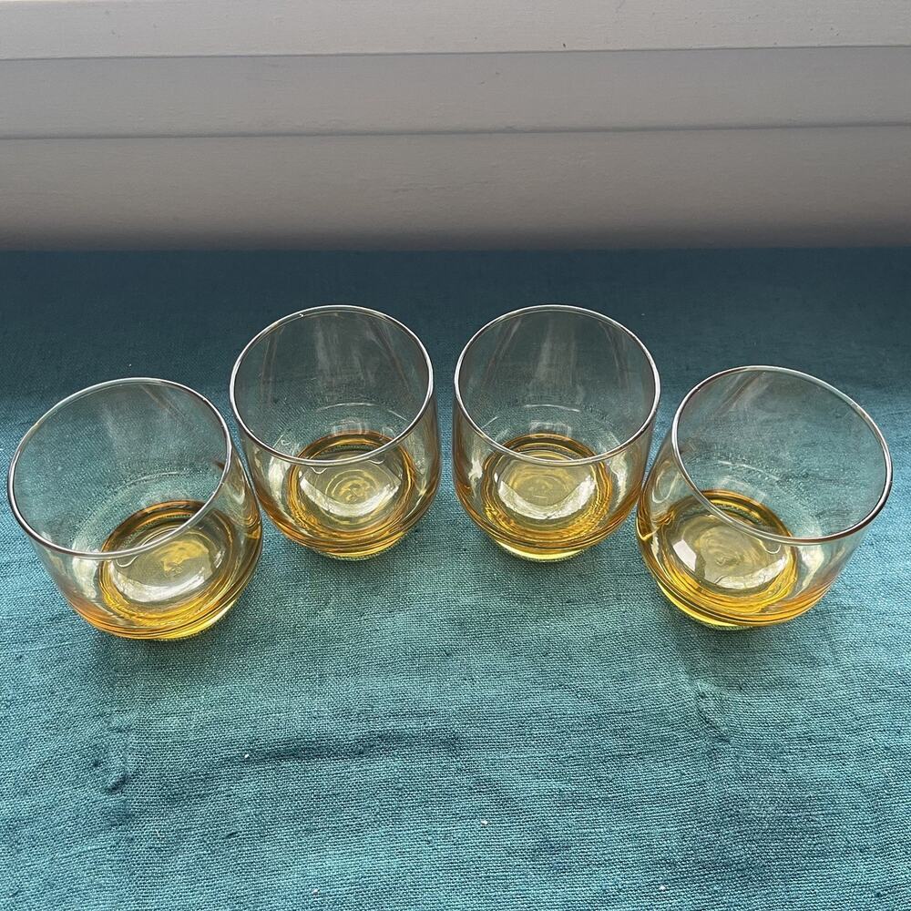 Vintage MCM Libbey "Malibou" (Tempo) Amber Juice/Rocks Glasses - Set of 4 - Picture 4 of 7